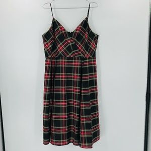 J. Crew Factory Plaid Midi Dress - Red and Black